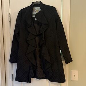 Tabitha Black Ruffled Cape Coat